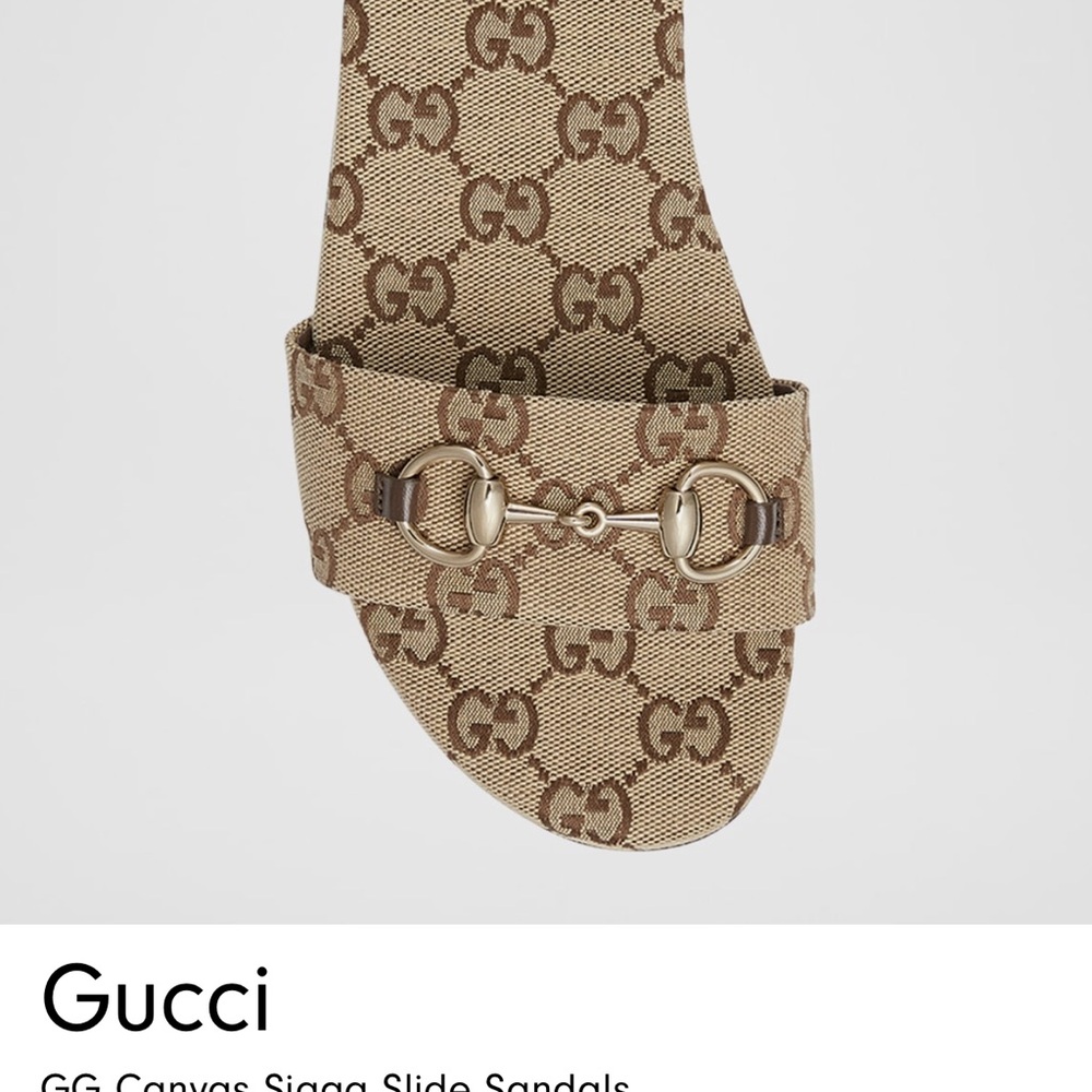 Gucci Beige and Brown GG Slide Sandals - Picture 11 of 14